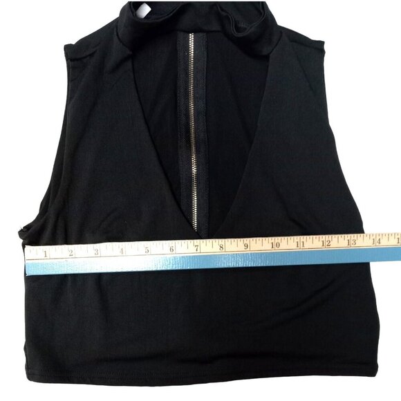 Black cut out choker neck crop top w/ full Zip Back Small Statement Making Sexy - Picture 8 of 8